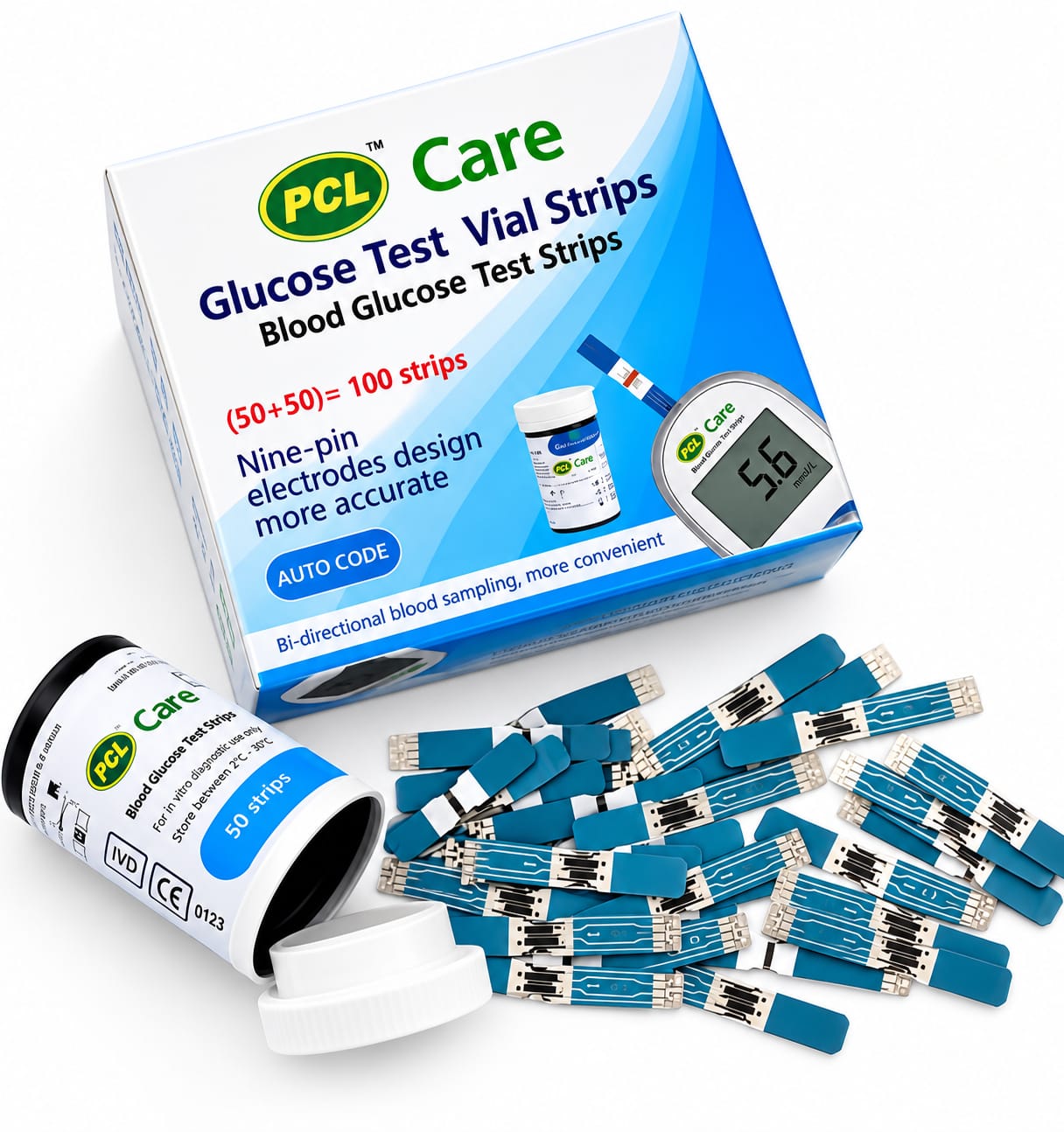 Pcl care Blood Glucose Strips - 50 pc box